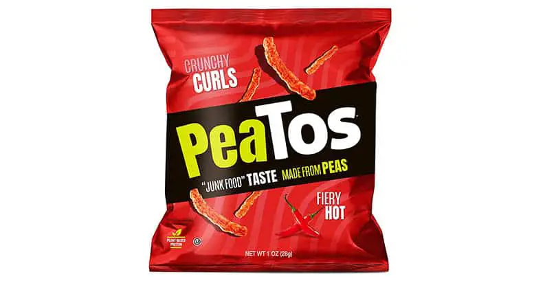 PeaTos Crunchy Curls Snacks Fiery Hot Vegan Cheetos Alternative